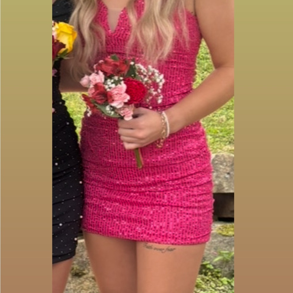 Pink Sequin Mini Dress